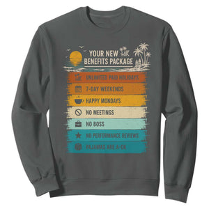 Funny Retirement Gift Sweatshirt New Benefits Package Retro Retired 2026 TS10 Dark Heather Print Your Wear