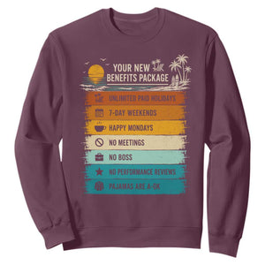 Funny Retirement Gift Sweatshirt New Benefits Package Retro Retired 2026 TS10 Maroon Print Your Wear