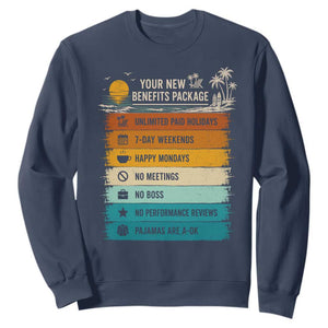 Funny Retirement Gift Sweatshirt New Benefits Package Retro Retired 2026 TS10 Navy Print Your Wear