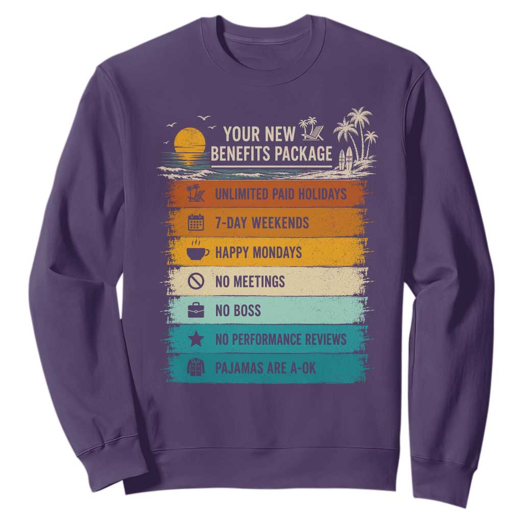 Funny Retirement Gift Sweatshirt New Benefits Package Retro Retired 2026 TS10 Purple Print Your Wear