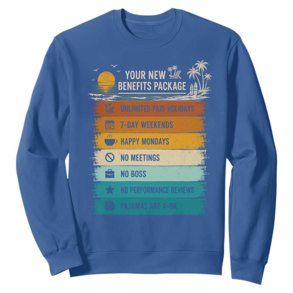 Funny Retirement Gift Sweatshirt New Benefits Package Retro Retired 2026 TS10 Royal Blue Print Your Wear