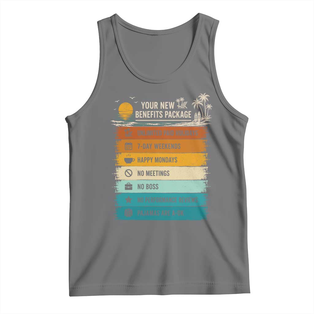 Funny Retirement Gift Tank Top New Benefits Package Retro Retired 2026 TS10 Black Heather Print Your Wear