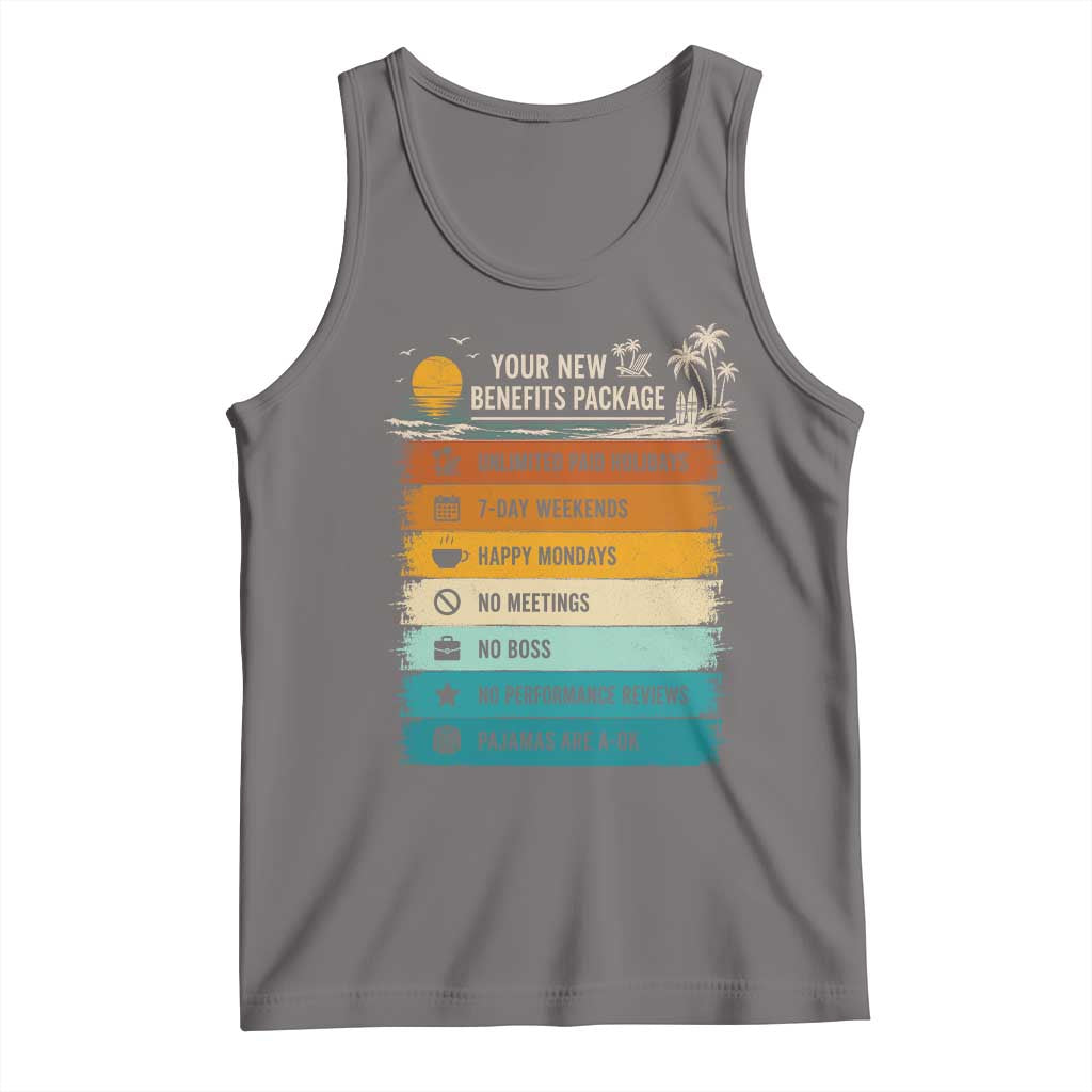 Funny Retirement Gift Tank Top New Benefits Package Retro Retired 2026 TS10 Deep Heather Print Your Wear