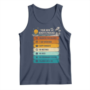 Funny Retirement Gift Tank Top New Benefits Package Retro Retired 2026 TS10 Navy Print Your Wear