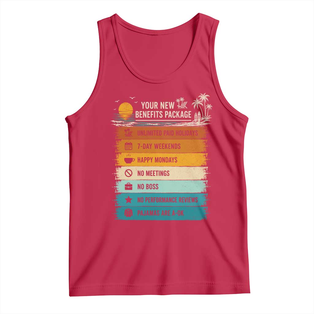 Funny Retirement Gift Tank Top New Benefits Package Retro Retired 2026 TS10 Red Print Your Wear