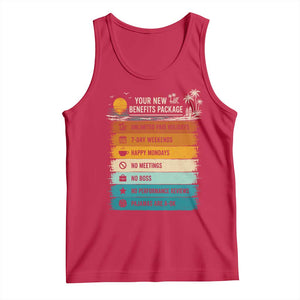 Funny Retirement Gift Tank Top New Benefits Package Retro Retired 2026 TS10 Red Print Your Wear
