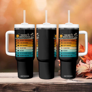 Funny Retirement Gift Tumbler With Handle New Benefits Package Retro Retired 2026 TS10 Print Your Wear