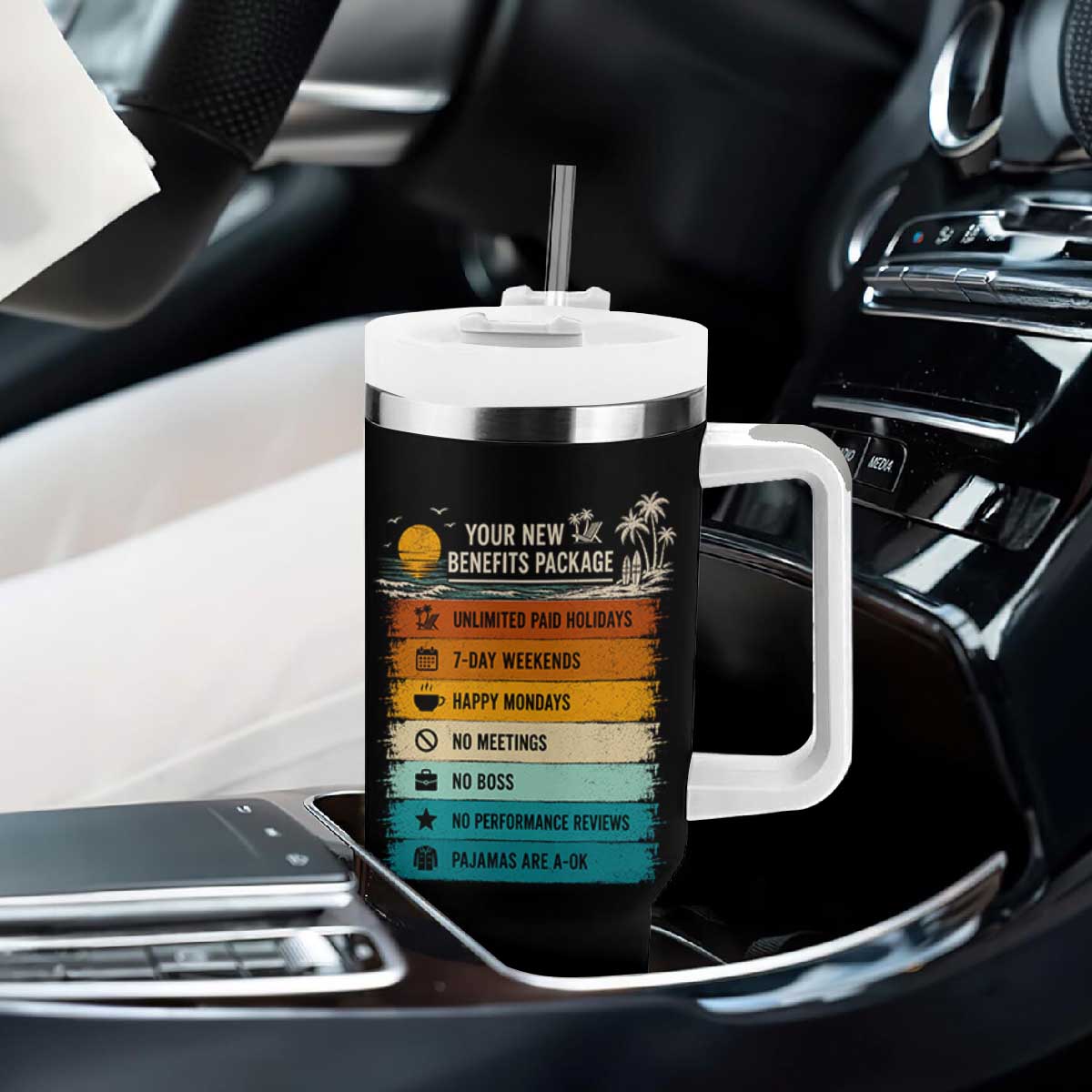 Funny Retirement Gift Tumbler With Handle New Benefits Package Retro Retired 2026 TS10 Print Your Wear