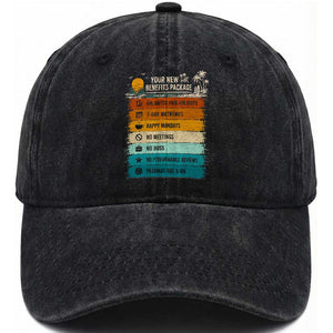 Funny Retirement Gift Washed Cotton Baseball Cap New Benefits Package Retro Retired 2026 TS10 Print Your Wear