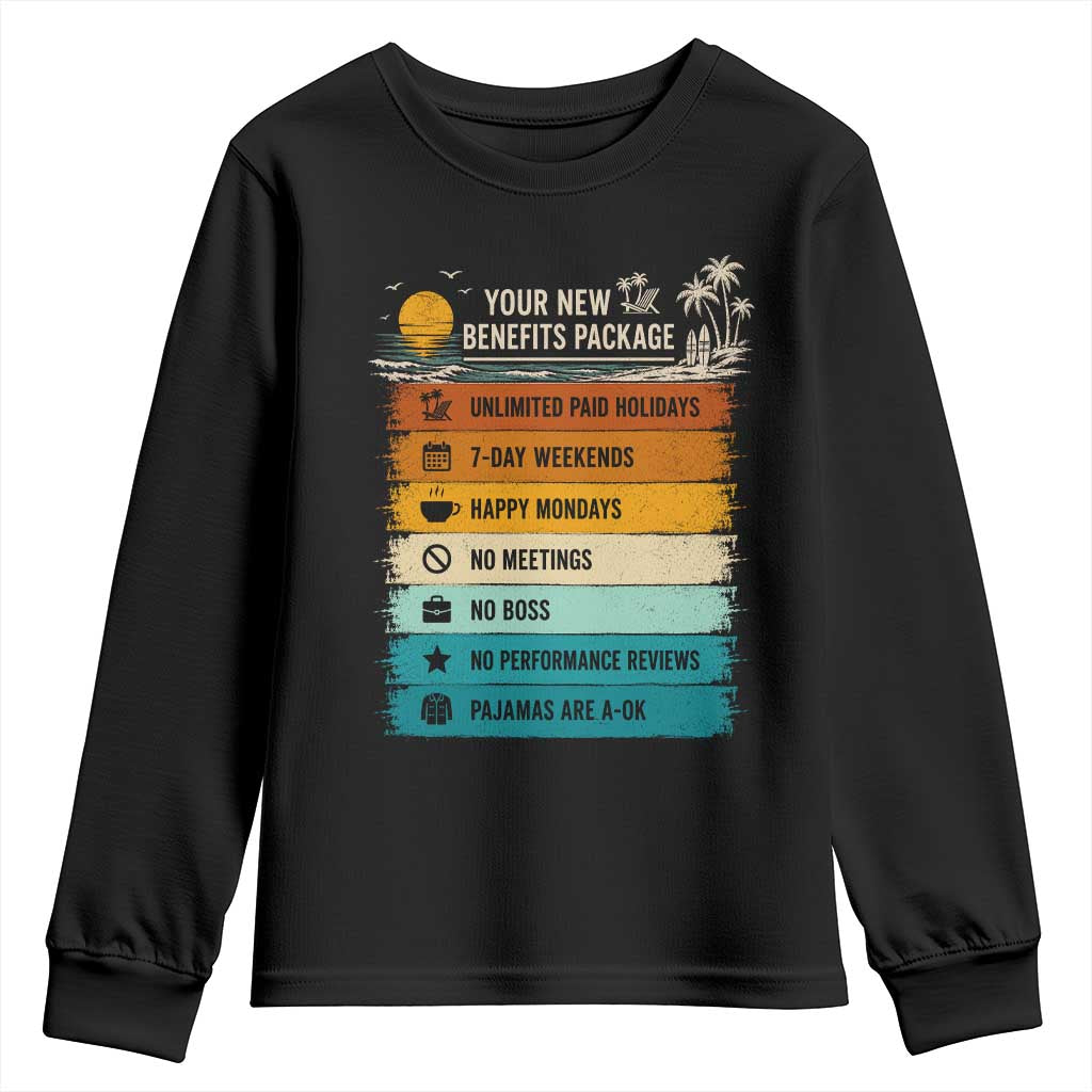 Funny Retirement Gift Youth Sweatshirt New Benefits Package Retro Retired 2026 TS10 Black Print Your Wear