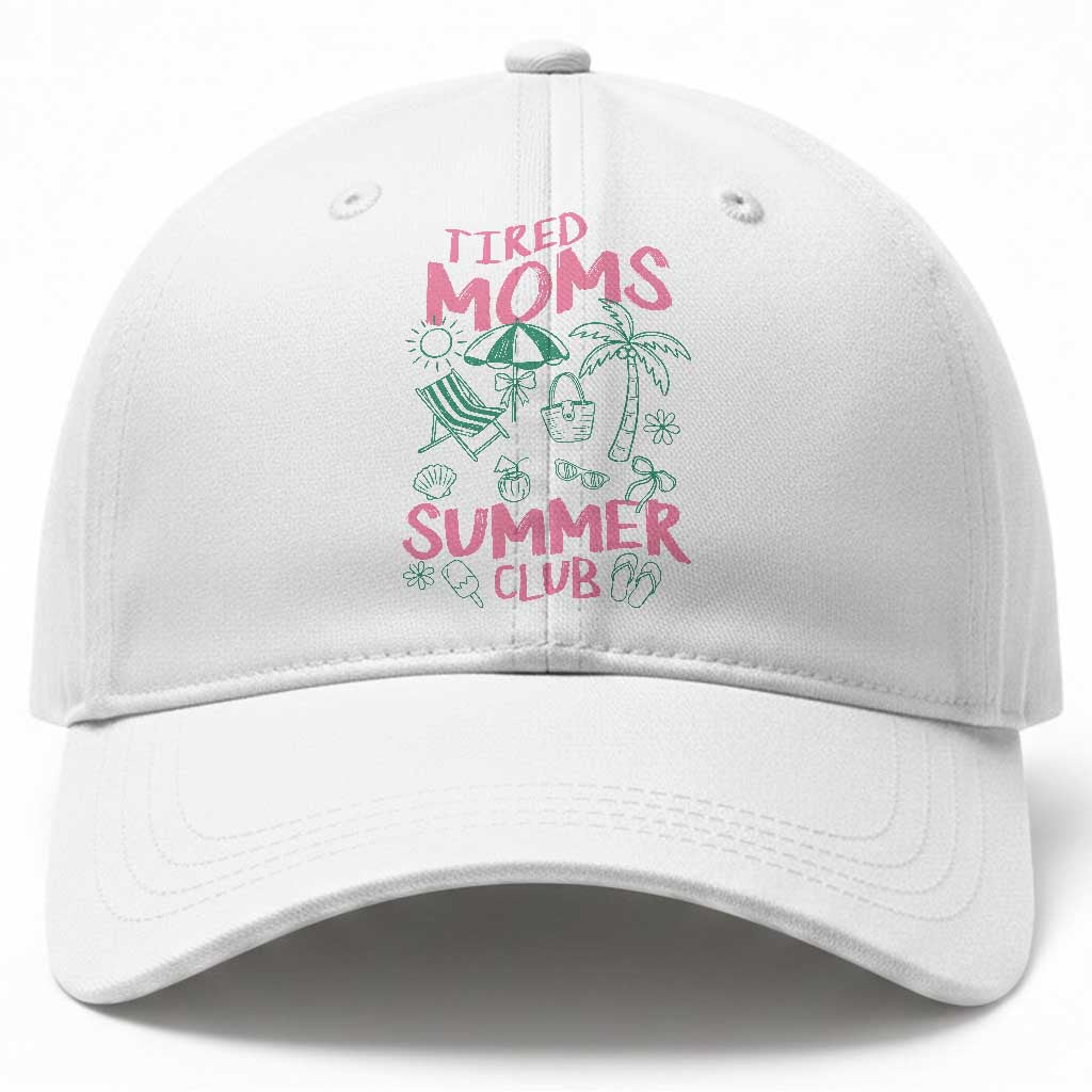 Retro Tired Moms Summer Club Baseball Cap Funny Mama Beach Vacation Gift TS10 Print Your Wear