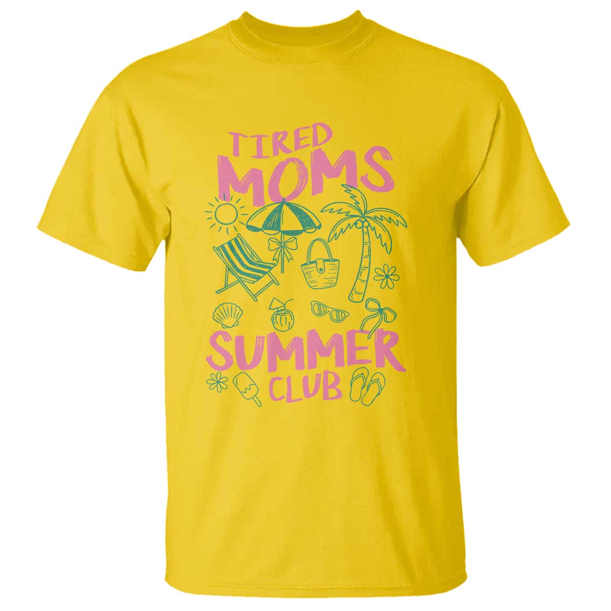 Retro Tired Moms Summer Club T Shirt Funny Mama Beach Vacation Gift TS10 Daisy Print Your Wear
