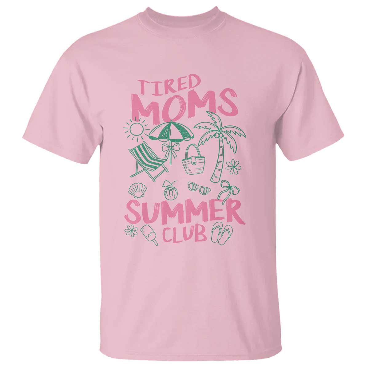 Retro Tired Moms Summer Club T Shirt Funny Mama Beach Vacation Gift TS10 Light Pink Print Your Wear