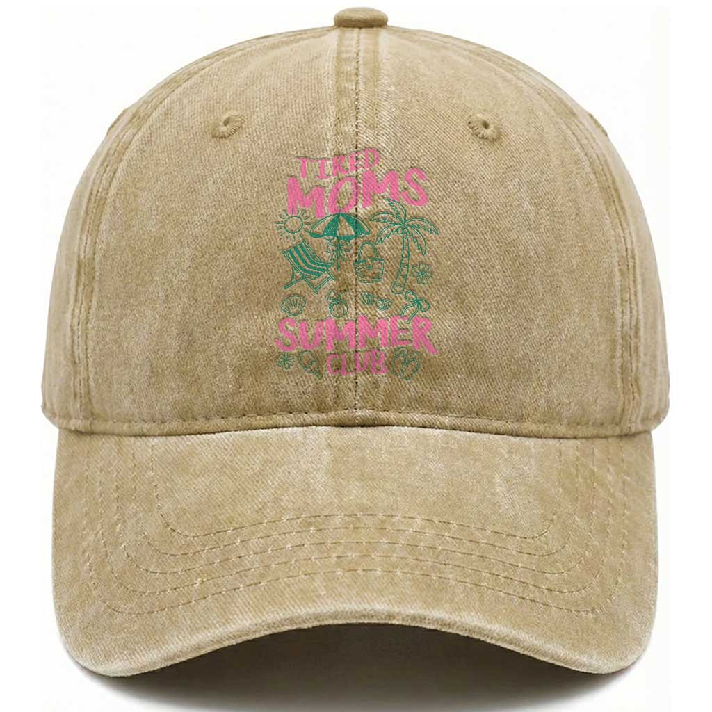 Retro Tired Moms Summer Club Washed Cotton Baseball Cap Funny Mama Beach Vacation Gift TS10 Print Your Wear