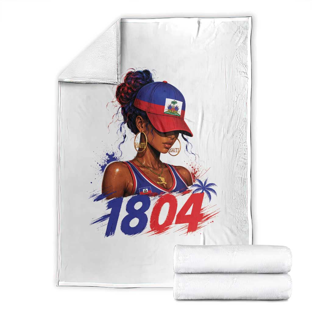 Haitian Revolution 1804 Throw Blanket Haiti Flag Independence Day Haitian Girl Graphic TS10 White Print Your Wear