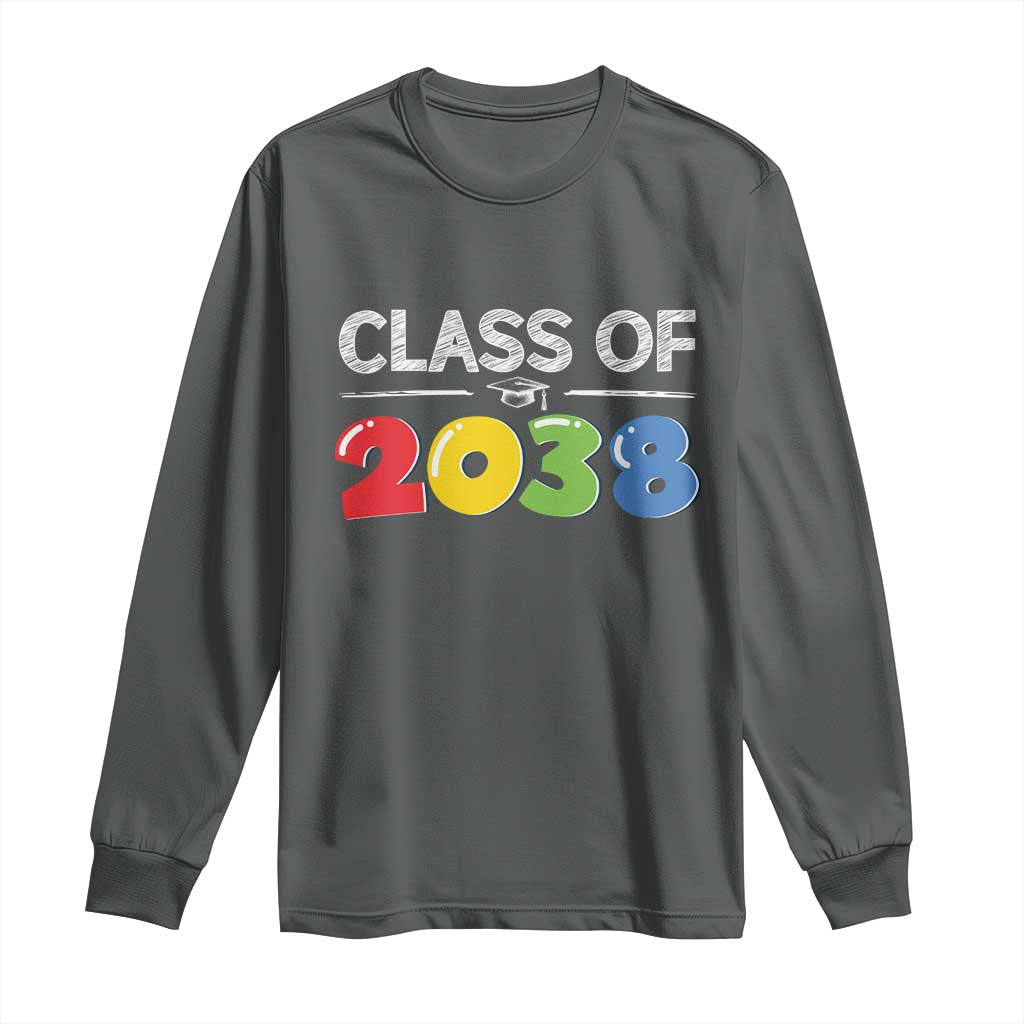 Class of 2038 Long Sleeve Shirt Grow With Me Kindergarten TS10 Dark Heather Print Your Wear