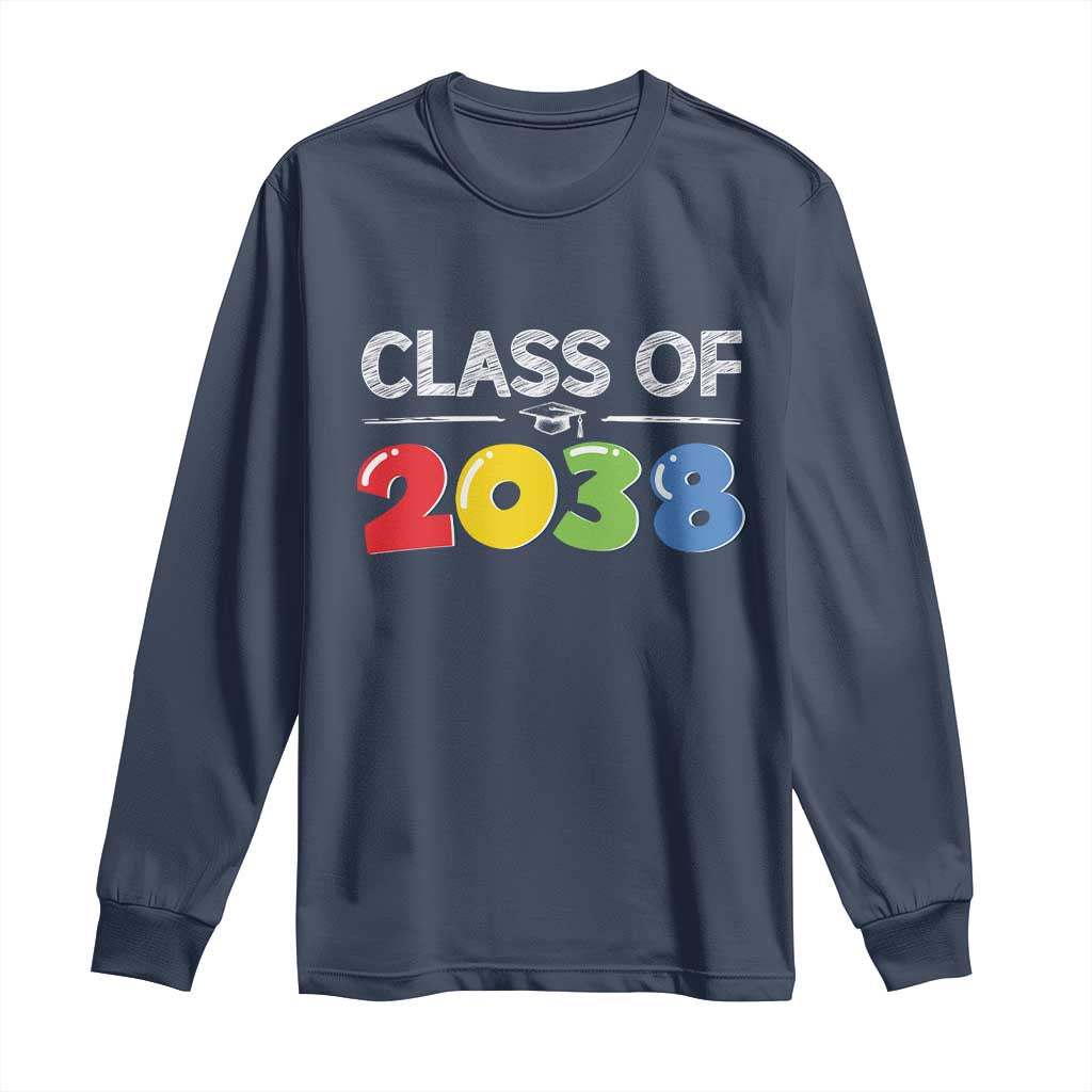 Class of 2038 Long Sleeve Shirt Grow With Me Kindergarten TS10 Navy Print Your Wear