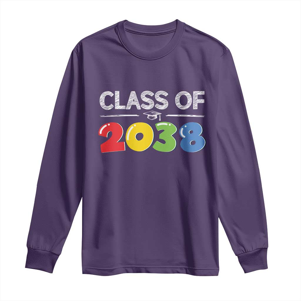 Class of 2038 Long Sleeve Shirt Grow With Me Kindergarten TS10 Purple Print Your Wear