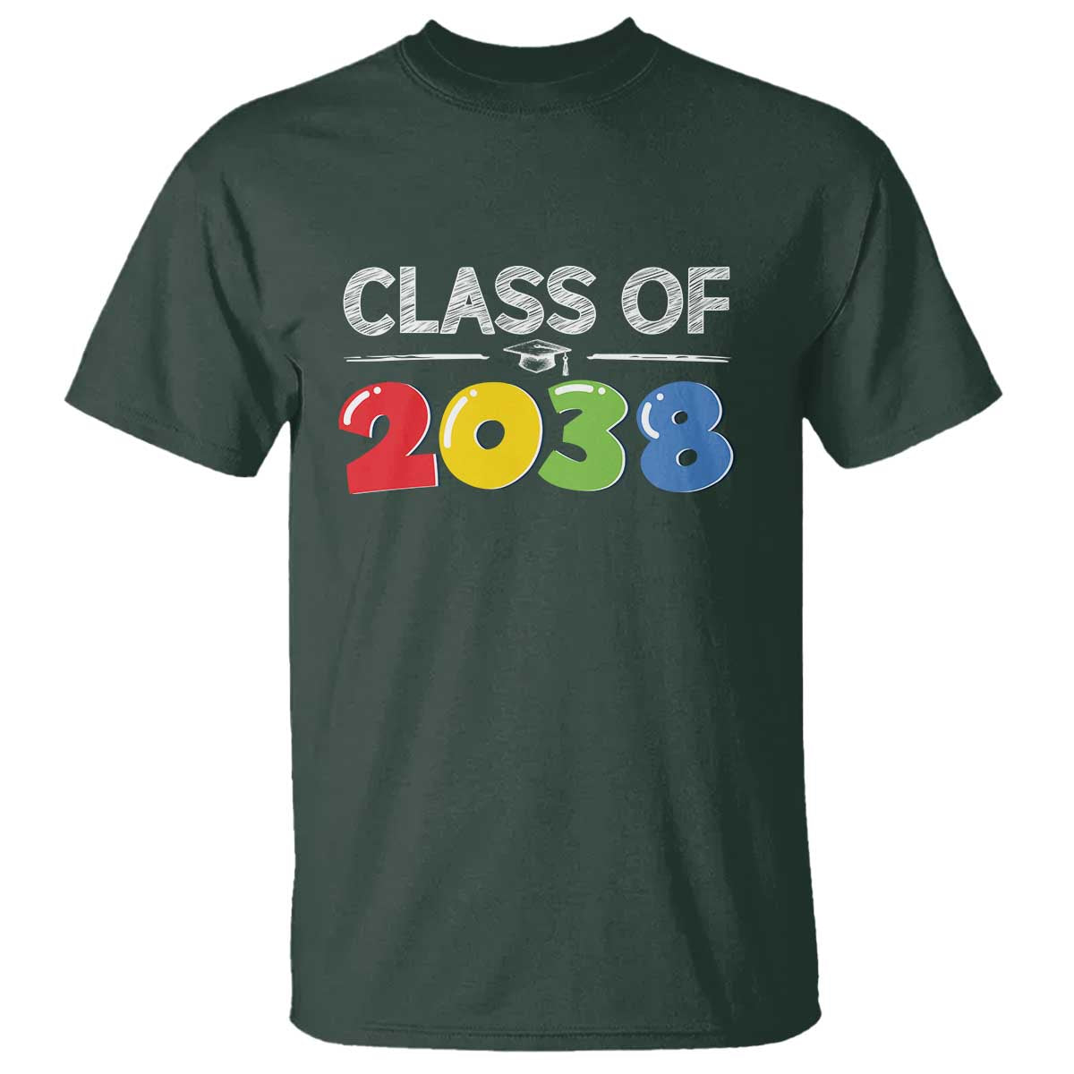 Class of 2038 T Shirt Grow With Me Kindergarten TS10 Dark Forest Green Print Your Wear