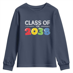 Class of 2038 Youth Sweatshirt Grow With Me Kindergarten TS10 Navy Print Your Wear