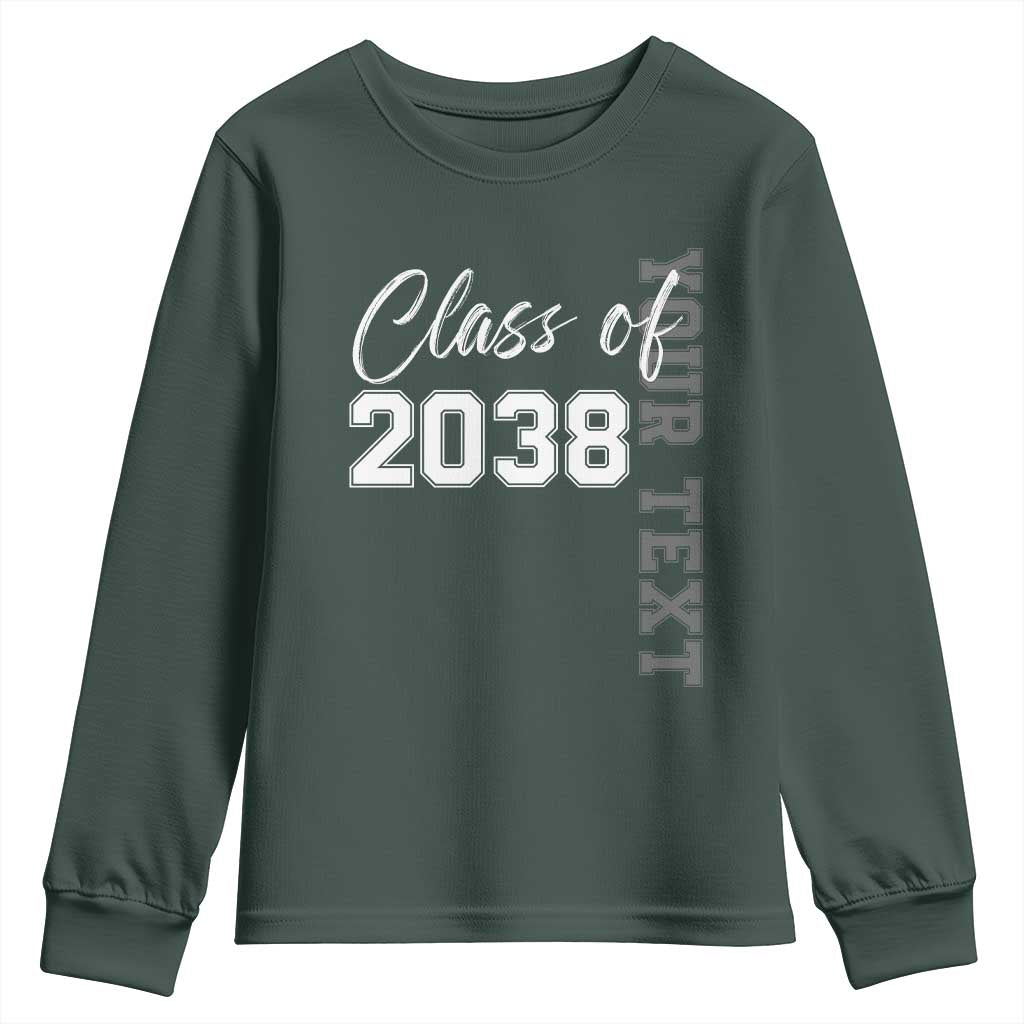 Personalized Class of 2038 Youth Sweatshirt Custom Name Grow With Me Count Down Graduating TS10 Dark Forest Green Print Your Wear