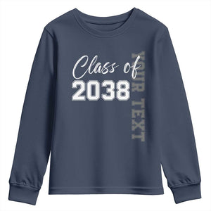 Personalized Class of 2038 Youth Sweatshirt Custom Name Grow With Me Count Down Graduating TS10 Navy Print Your Wear