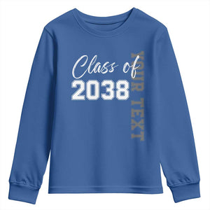 Personalized Class of 2038 Youth Sweatshirt Custom Name Grow With Me Count Down Graduating TS10 Royal Blue Print Your Wear