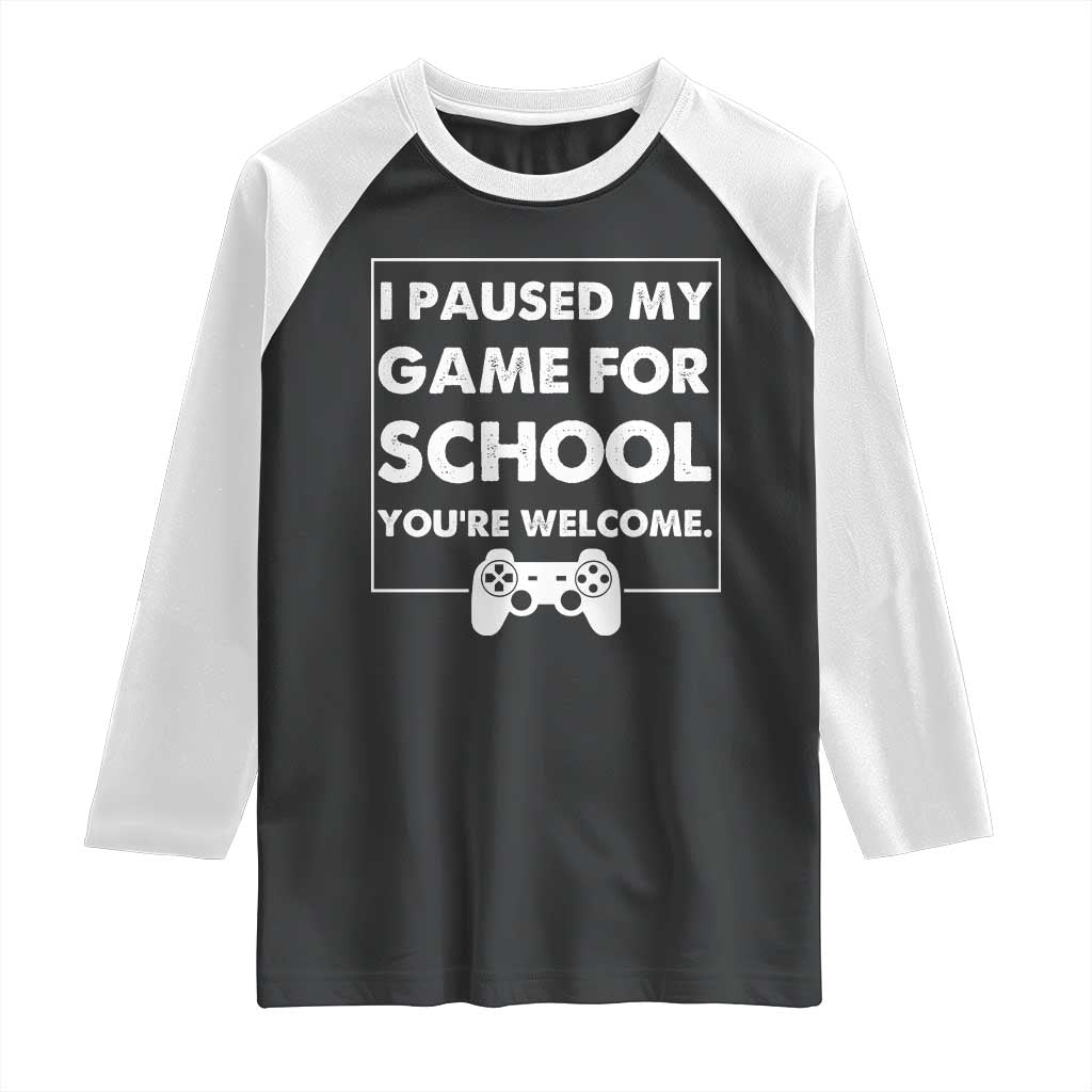 Funny Gamer Back to School Raglan Shirt Funny Boys Video Gaming TS10 Black White Print Your Wear