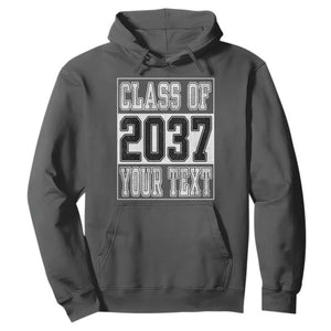 Personalized Class of 2037 Hoodie Custom Name Grow With Me To Graduation TS10 Dark Heather Print Your Wear