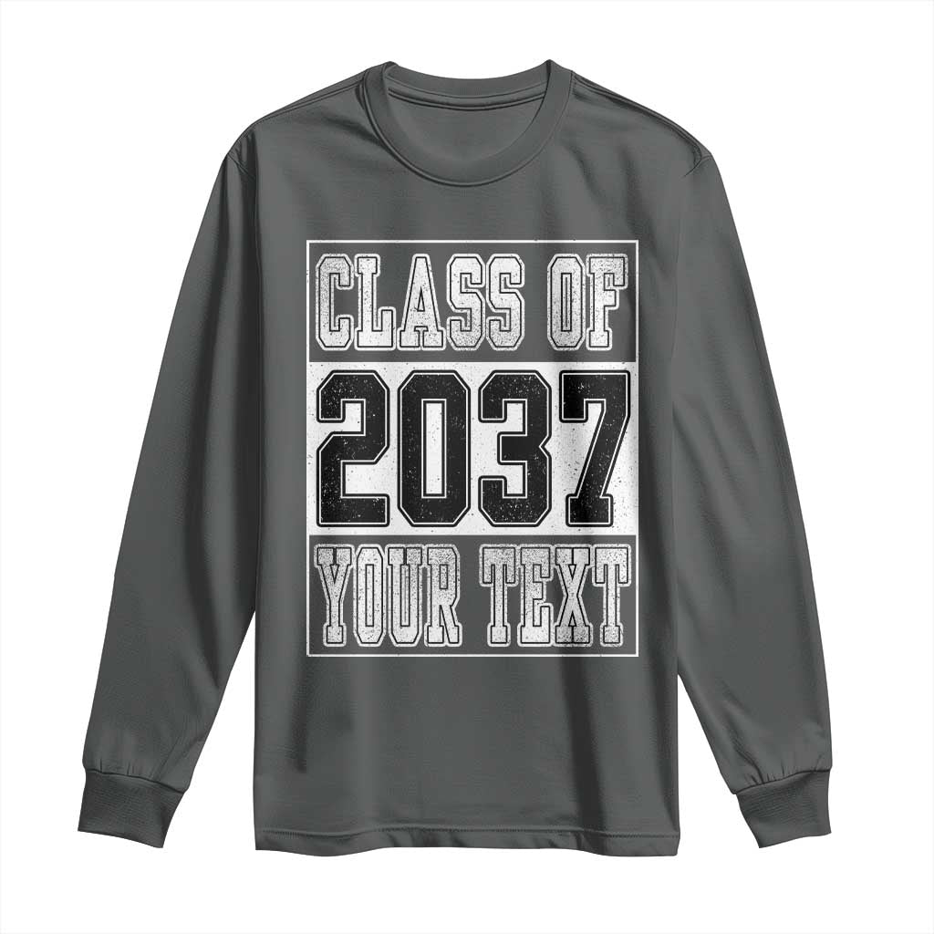 Personalized Class of 2037 Long Sleeve Shirt Custom Name Grow With Me To Graduation TS10 Dark Heather Print Your Wear
