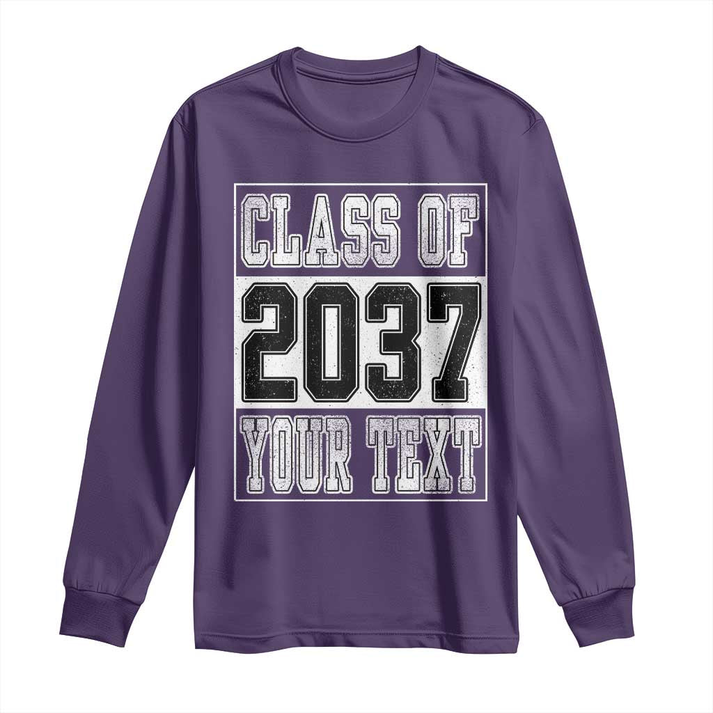 Personalized Class of 2037 Long Sleeve Shirt Custom Name Grow With Me To Graduation TS10 Purple Print Your Wear