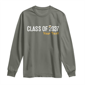 Personalized Class of 2037 Long Sleeve Shirt Custom Name Grow With Me Graduation TS10 Military Green Print Your Wear