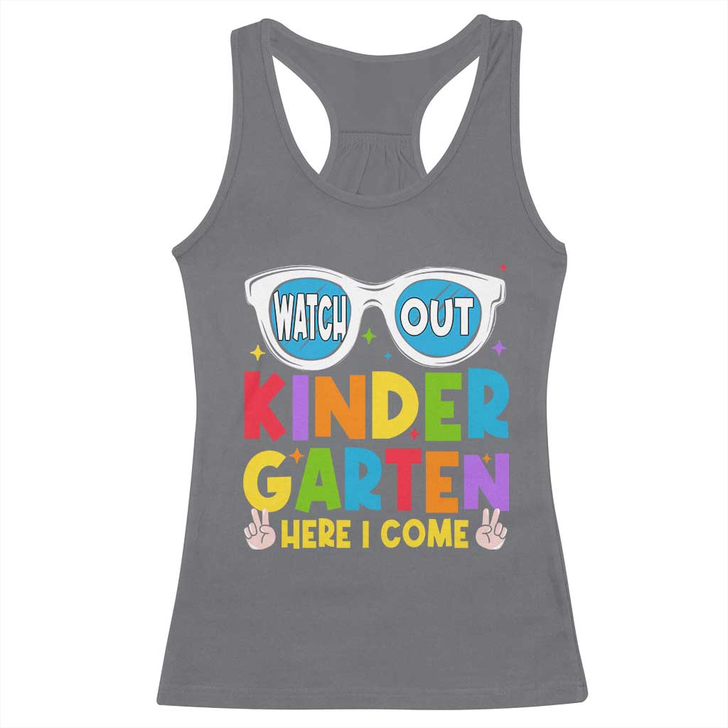 Back to School Kinder Racerback Tank Top Funny Kindergarten Teacher Team TS10 Charcoal Print Your Wear