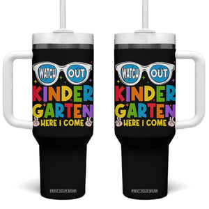 Back to School Kinder Tumbler With Handle Funny Kindergarten Teacher Team TS10 One Size: 40 oz Black Print Your Wear