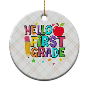 Hello First Grade Teacher Ceramic Ornament Back To School 1st Grade Team TS10 1pc Christmas Plaid Print Your Wear