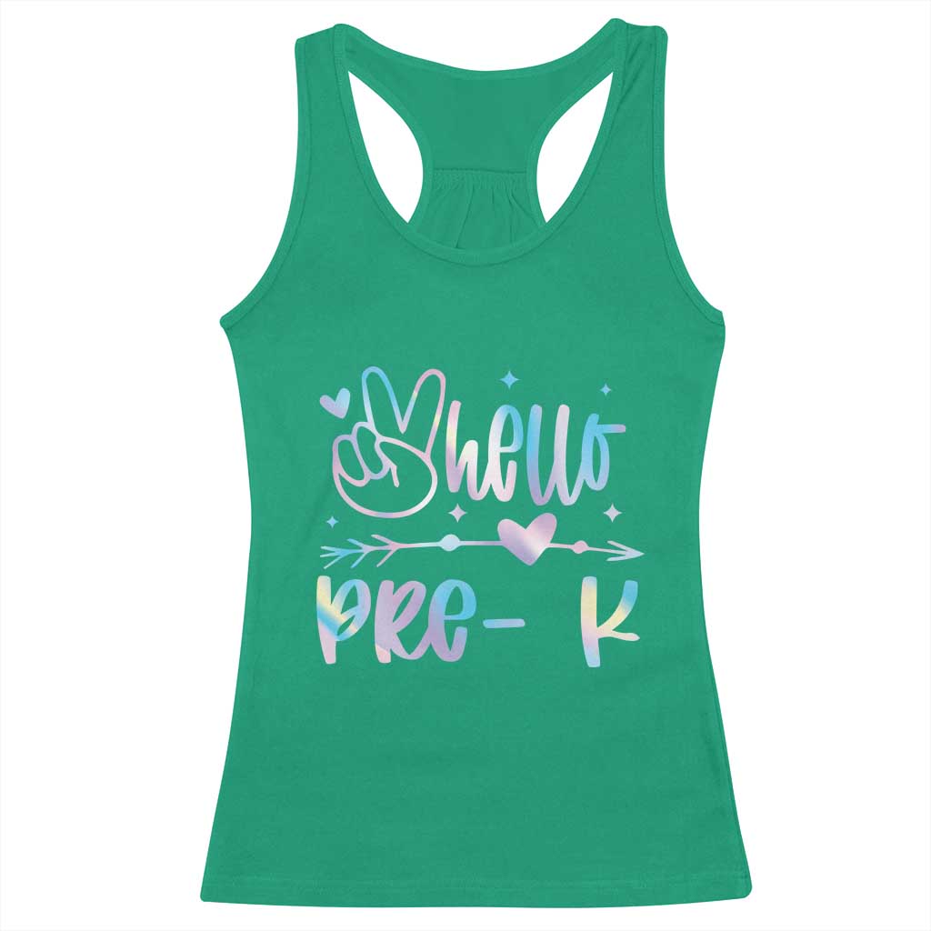 Hello Pre-k Racerback Tank Top Back To School Cute Tie Dye TS10 Irish Green Print Your Wear