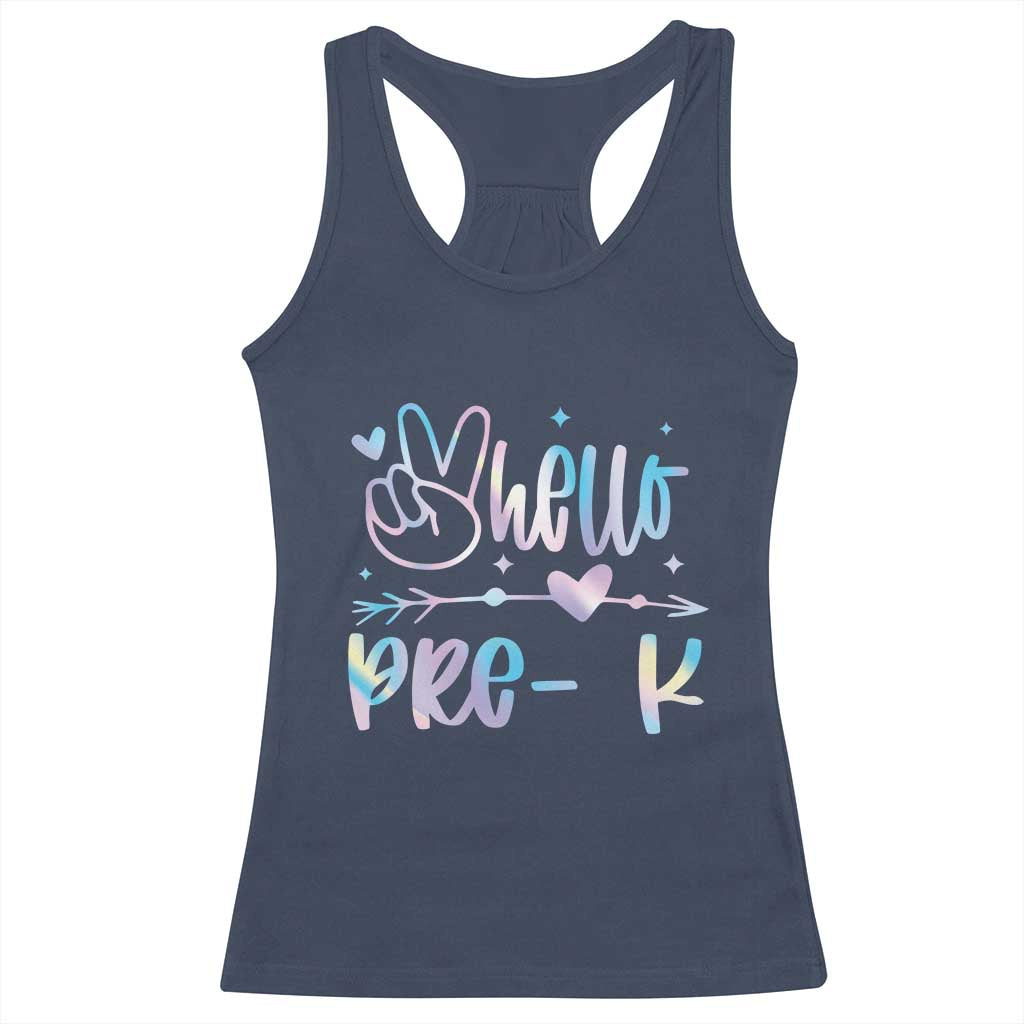 Hello Pre-k Racerback Tank Top Back To School Cute Tie Dye TS10 Navy Print Your Wear
