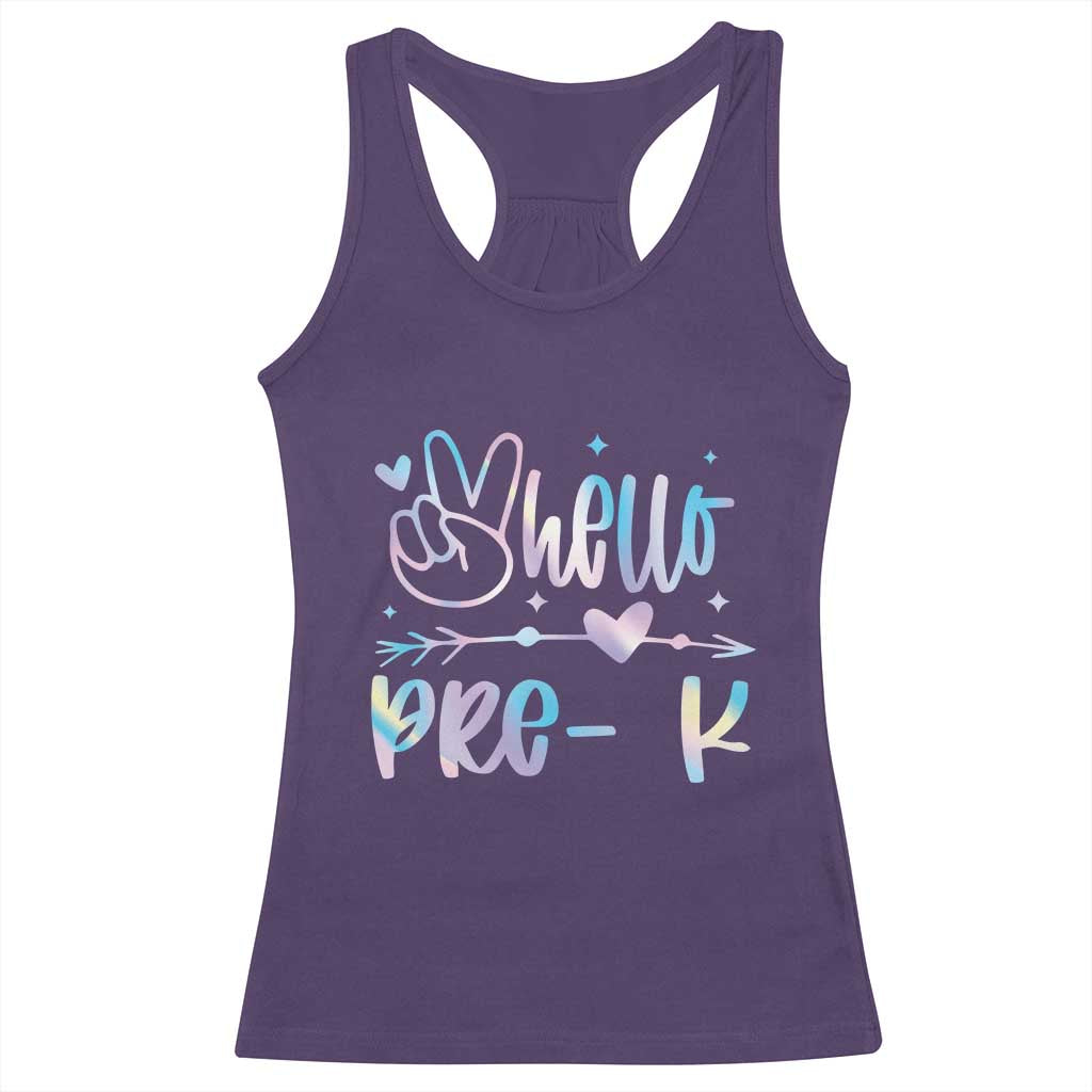 Hello Pre-k Racerback Tank Top Back To School Cute Tie Dye TS10 Purple Print Your Wear
