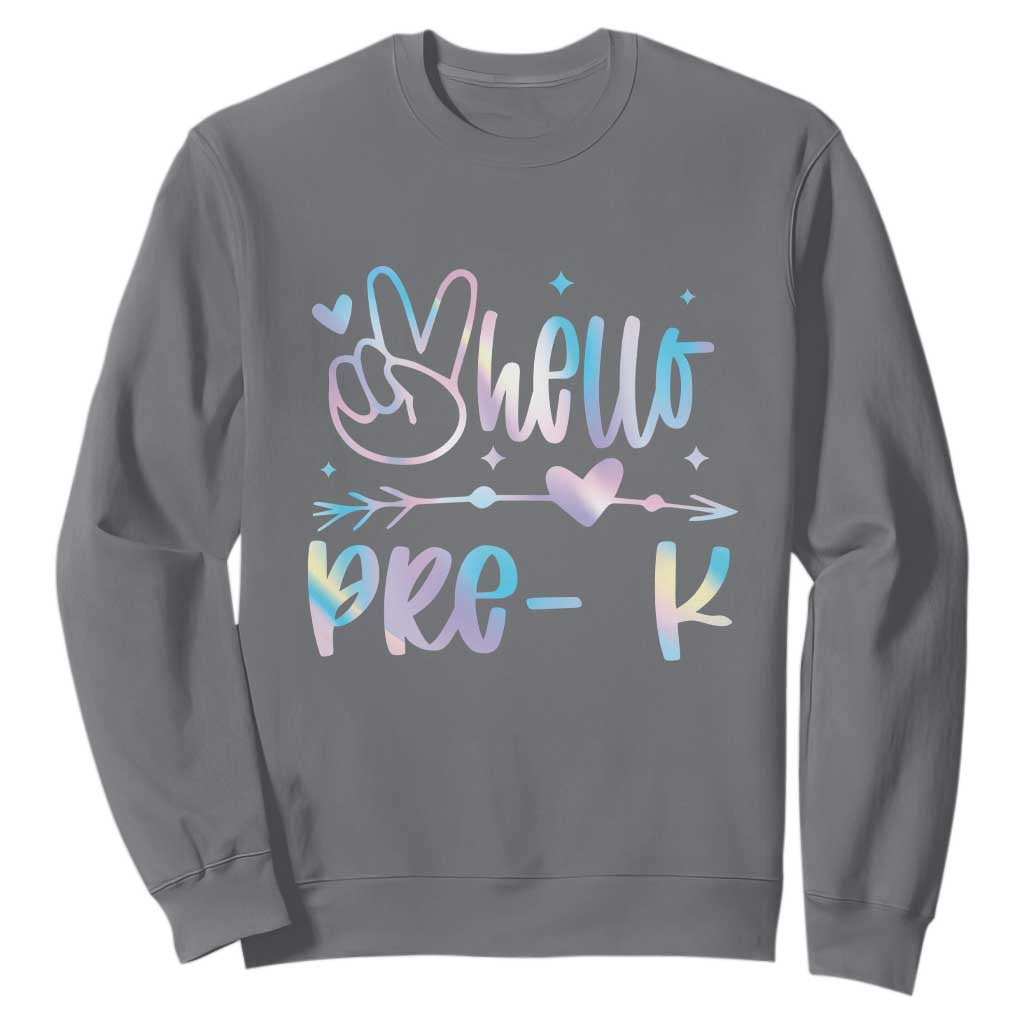 Hello Pre-k Sweatshirt Back To School Cute Tie Dye TS10 Charcoal Print Your Wear