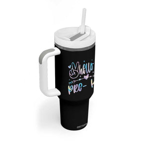 Hello Pre-k Tumbler With Handle Back To School Cute Tie Dye TS10 Print Your Wear