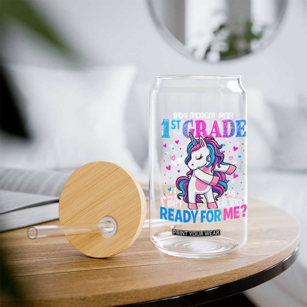 Funny Back To School 1st Grade Glass Can First Grade Unicorn Girls TS10 Print Your Wear