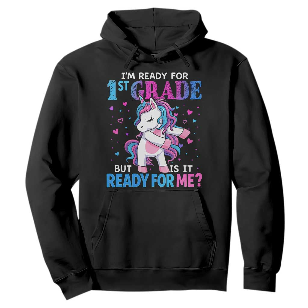 Funny Back To School 1st Grade Hoodie First Grade Unicorn Girls TS10 Black Print Your Wear