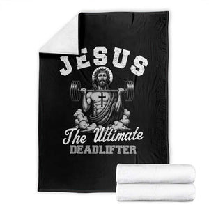 Jesus Deadlifting Throw Blanket The Ultimate Deadlifter Christian TS10 Black Print Your Wear