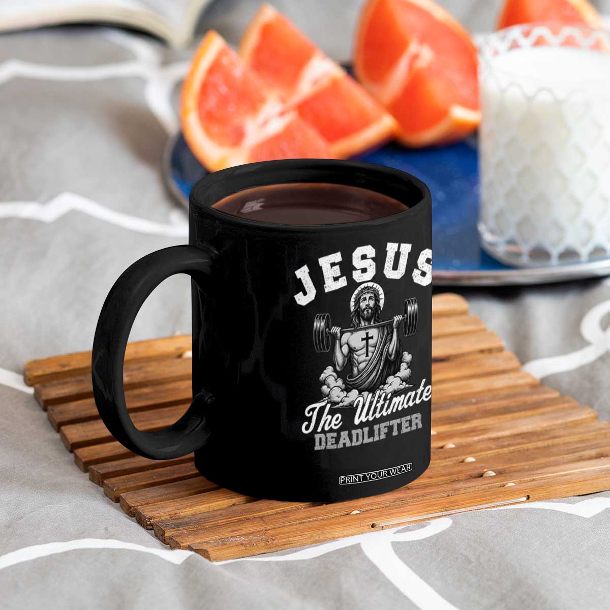 Jesus Deadlifting Coffee Mug The Ultimate Deadlifter Christian TS10 Print Your Wear