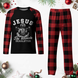 Jesus Deadlifting Plaid Pajama Set The Ultimate Deadlifter Christian TS10 Buffalo Plaid Print Your Wear