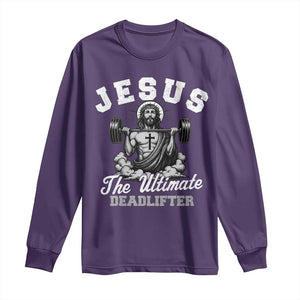 Jesus Deadlifting Long Sleeve Shirt The Ultimate Deadlifter Christian TS10 Purple Print Your Wear