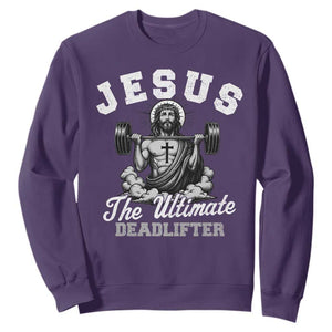 Jesus Deadlifting Sweatshirt The Ultimate Deadlifter Christian TS10 Purple Print Your Wear
