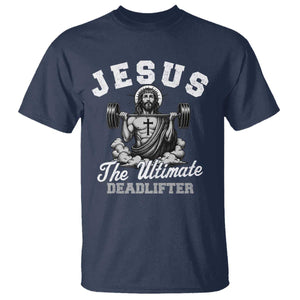Jesus Deadlifting T Shirt The Ultimate Deadlifter Christian TS10 Navy Print Your Wear