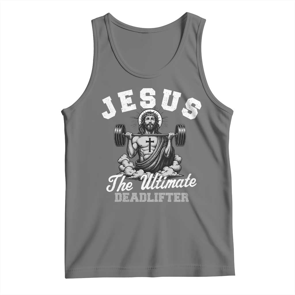 Jesus Deadlifting Tank Top The Ultimate Deadlifter Christian TS10 Black Heather Print Your Wear