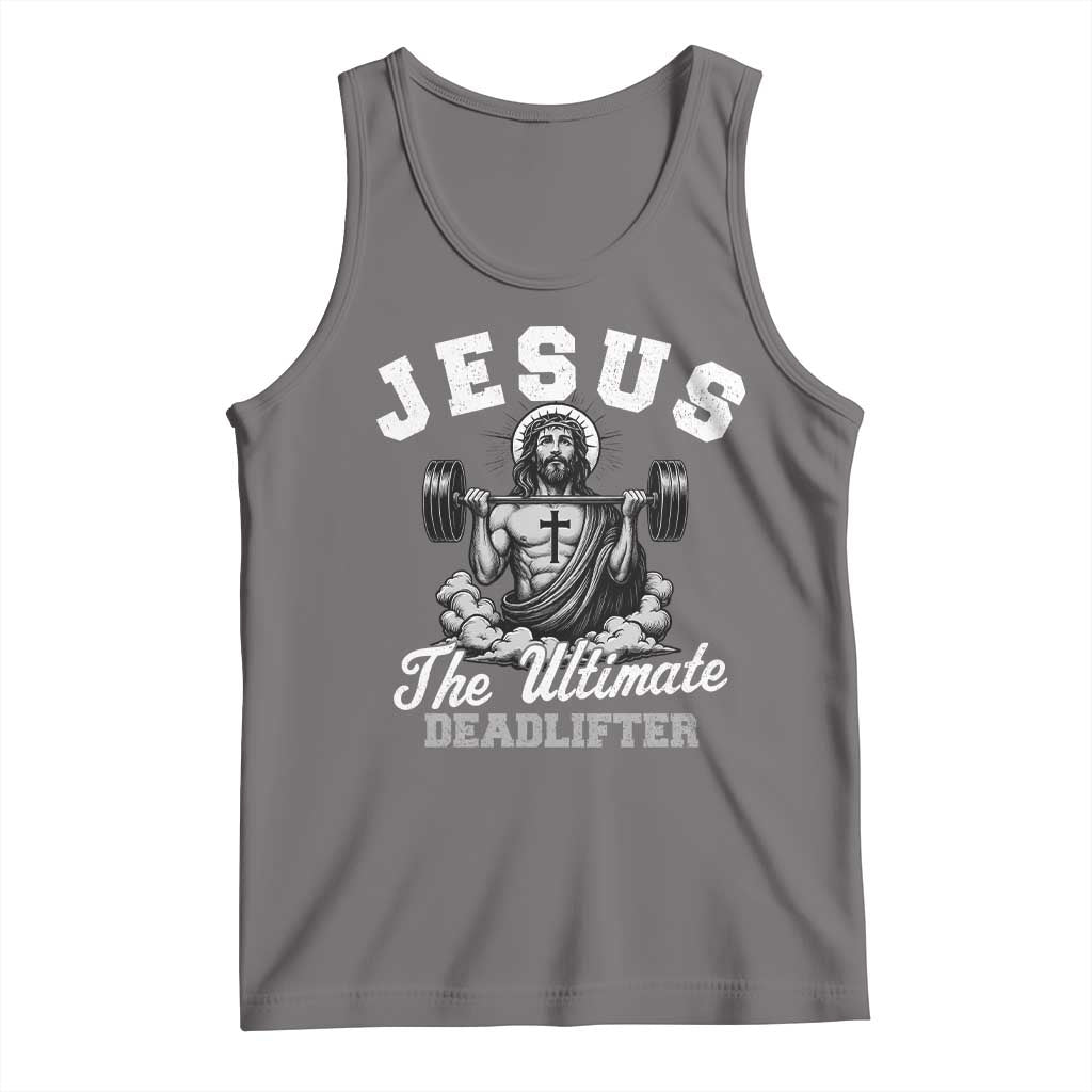 Jesus Deadlifting Tank Top The Ultimate Deadlifter Christian TS10 Deep Heather Print Your Wear